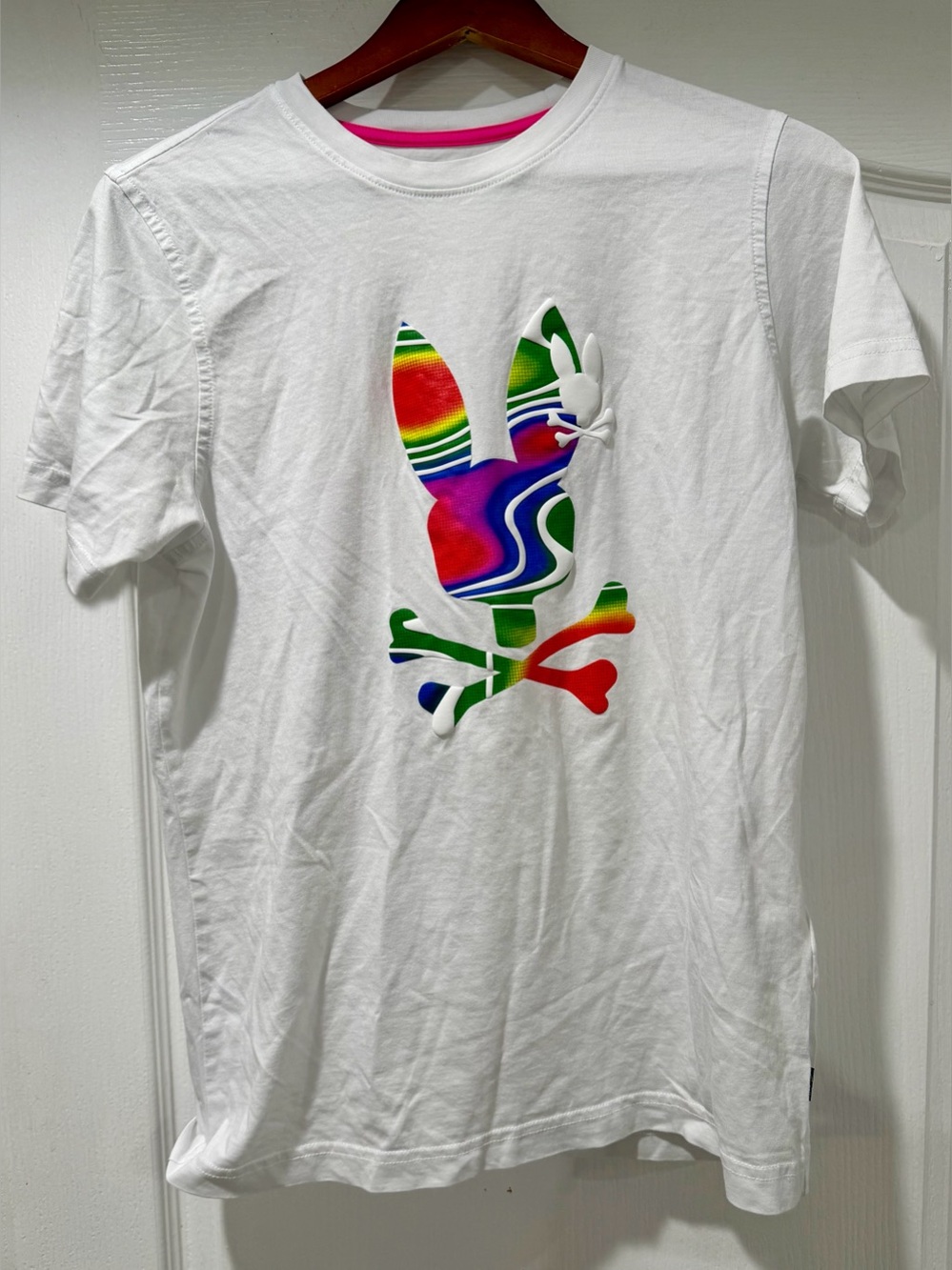 Psycho Bunny Hillsboro Graphic Tee with Rainbow Bunny Logo size 4